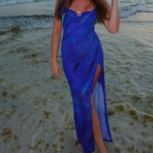 Elegant Blue Swim Cover-Up